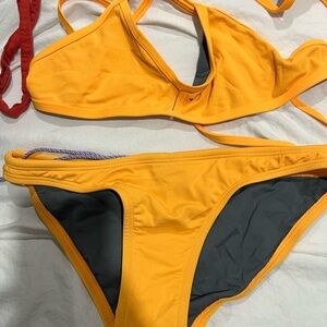 Jolyn Bright Orange Bikini Set Mango Color Size Medium Bali Bottom Vent Top